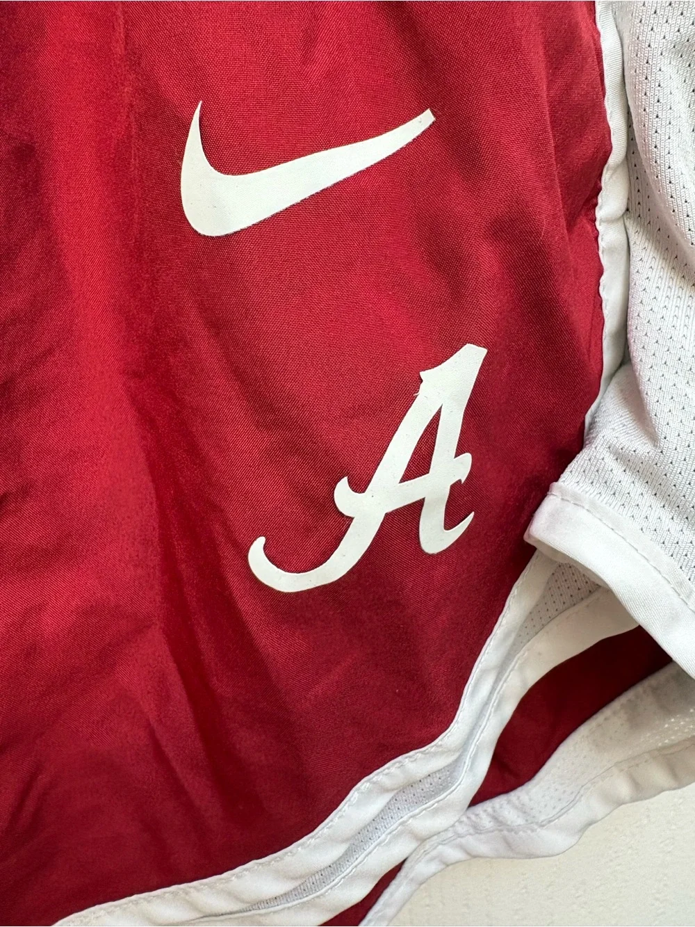 Nike Women's Red Athletic Shorts with White Trim - Alabama - Dri Fit